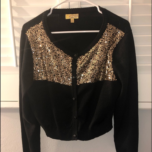 black and gold sequin cardigan